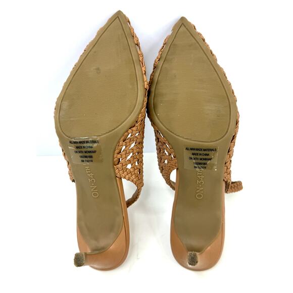 On 34th Monikaa Pointed-Toe Slingback Pumps Heels Size 6M Walnut Woven NWT / BOX - Picture 8 of 8